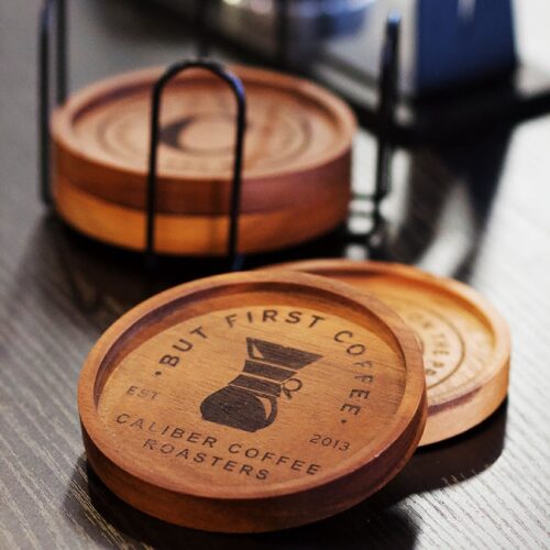 Caliber Wooden Coasters Set/4