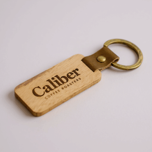 Caliber Engraved Wooden Keychain